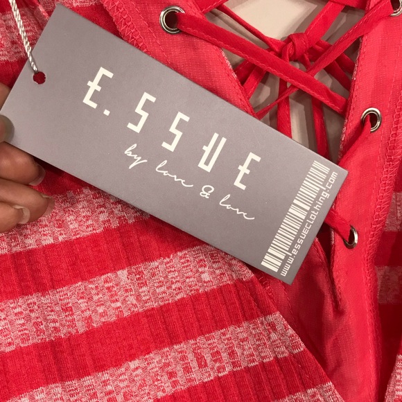 ESSUE Striped Front Lace Up Bodysuit Small - Picture 5 of 8